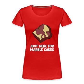 Gâteau marbré - Just here for the marble cakes - T-shirt bio Premium Femme - rouge - Devant - Mia (176cm)