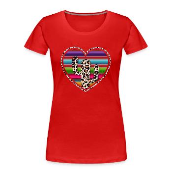 Western cow cactus - Women's Premium Organic T-Shirt - red - Front - Mia (176cm)