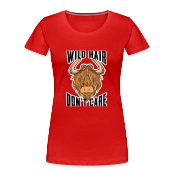 Highland Cow Breeder Scottish Cattle Hairy Cow - Women's Premium Organic T-Shirt - red - Front - Mia (176cm)