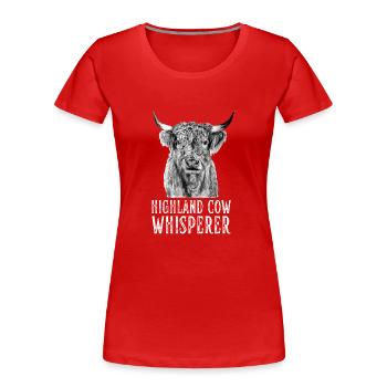 Highland Cow Breeder Scottish Cattle Hairy Cow - Women's Premium Organic T-Shirt - red - Front - Mia (176cm)