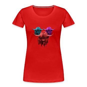 Highland Cow Breeder Scottish Cattle Hairy Cow - Women's Premium Organic T-Shirt - red - Front - Mia (176cm)
