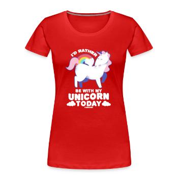 Je préfère être avec ma licorne aujourd’hui - T-shirt bio Premium Femme - rouge - Devant - Mia (176cm)