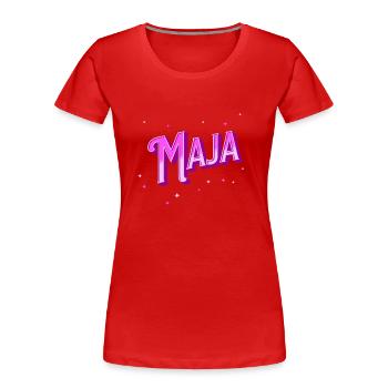 Nom Maya personnalisé - T-shirt bio Premium Femme - rouge - Devant - Mia (176cm)