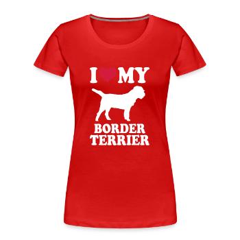 Border Terrier Cadeaux Chiens - T-shirt bio Premium Femme - rouge - Devant - Mia (176cm)