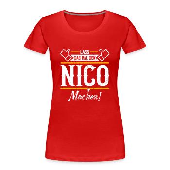 Nico Geschenkidee Geschenk Geburtstag - Frauen Premium Bio T-Shirt - Rot - Vorne - Mia (176cm)