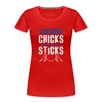 Feldhockey chicks - Frauen Premium Bio T-Shirt - Rot - Vorne - Mia (176cm)
