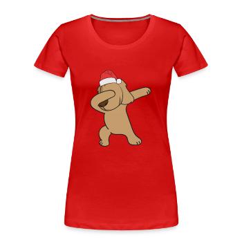 Dog Lovers Dab Dancing Dog Christmas Hat - Women's Premium Organic T-Shirt - red - Front - Mia (176cm)