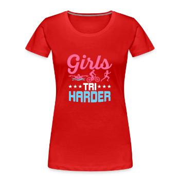Triathlète Tri Triathlon Filles - T-shirt bio Premium Femme - rouge - Devant - Mia (176cm)