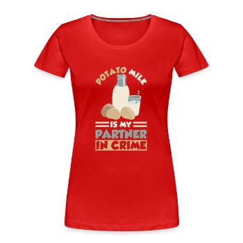 Kartoffel Milch Spruch - Frauen Premium Bio T-Shirt - Rot - Vorne - Mia (176cm)