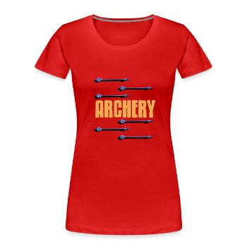 Bogenschießen mit pfeil und bogen - Frauen Premium Bio T-Shirt - Rot - Vorne - Mia (176cm)