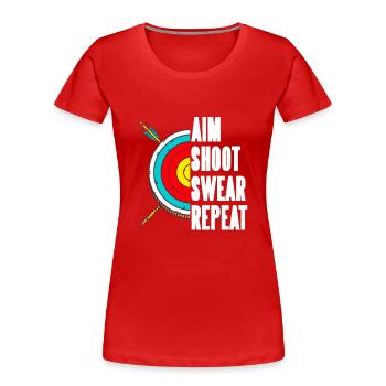 Aim Shoot Swear Repeat - Women's Premium Organic T-Shirt - red - Front - Mia (176cm)