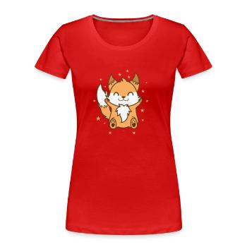 Fuchs freut sich Tierpark Tier Natur Umwelt - Frauen Premium Bio T-Shirt - Rot - Vorne - Mia (176cm)