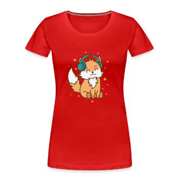 Fuchs hört Musik Natur Tier Zoo Umwelt - Frauen Premium Bio T-Shirt - Rot - Vorne - Mia (176cm)