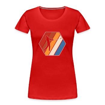 Golf Retro - Frauen Premium Bio T-Shirt - Rot - Vorne - Mia (176cm)
