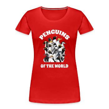 Penguins, Penguins, Penguin lovers - Women's Premium Organic T-Shirt - red - Front - Mia (176cm)