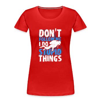 Scuba Diving Gift Underwater Scuba Diver - Women's Premium Organic T-Shirt - red - Front - Mia (176cm)