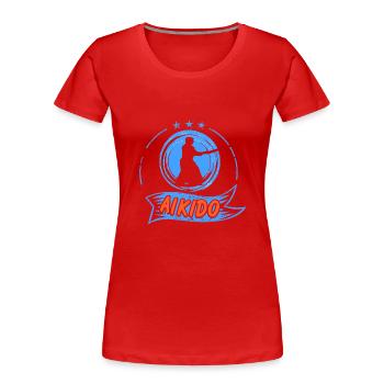 Aikido fighter with sword - Women's Premium Organic T-Shirt - red - Front - Mia (176cm)