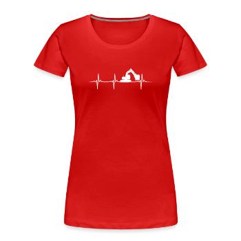 Excavator heartbeat design - Women's Premium Organic T-Shirt - red - Front - Mia (176cm)