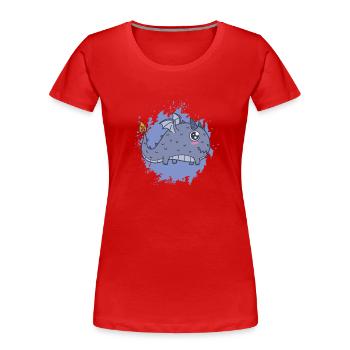 dicker Kawaii Drache Schweif brennt - Frauen Premium Bio T-Shirt - Rot - Vorne - Mia (176cm)