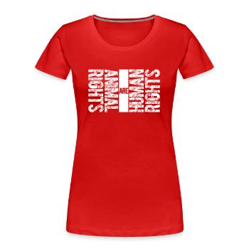 Tierschutz Naturschutz Respektiere Tierrechte - Frauen Premium Bio T-Shirt - Rot - Vorne - Mia (176cm)