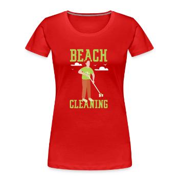 Nettoyage de plage Plages Nettoyage de plage - T-shirt bio Premium Femme - rouge - Devant - Mia (176cm)