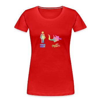 Deine Mutter Meine Mutter Fallschirmspringerin - Frauen Premium Bio T-Shirt - Rot - Vorne - Mia (176cm)