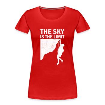 Bouldering Hiking - The Sky Is The Limit - Frauen Premium Bio T-Shirt - Rot - Vorne - Mia (176cm)