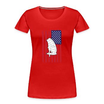 Wing Foiling America - T-shirt bio Premium Femme - rouge - Devant - Mia (176cm)