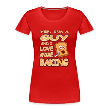 Oui, je suis un gars et j’adore l’anime et la pâtisserie - T-shirt bio Premium Femme - rouge - Devant - Mia (176cm)