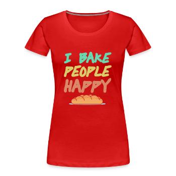 Je fais cuire des gens heureux - T-shirt bio Premium Femme - rouge - Devant - Mia (176cm)