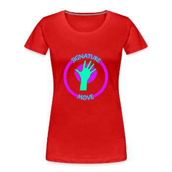 Signature Move Face Palm Violet Bleu - T-shirt bio Premium Femme - rouge - Devant - Mia (176cm)