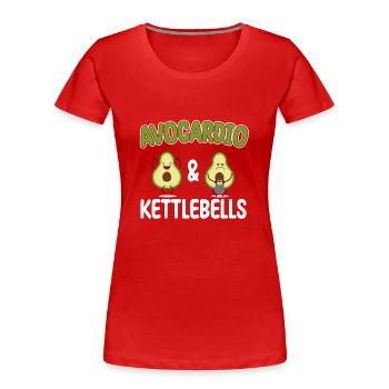Kettlebell Cardio Avocardio & Kettlebells Vegan - Frauen Premium Bio T-Shirt - Rot - Vorne - Mia (176cm)
