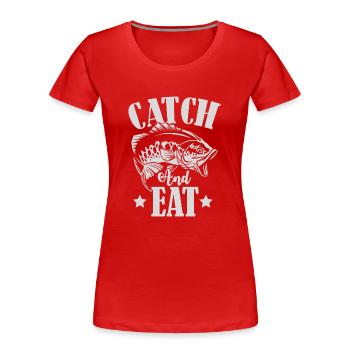 Catch Fish - Frauen Premium Bio T-Shirt - Rot - Vorne - Mia (176cm)
