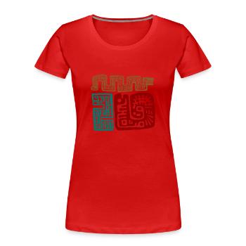 Calendario Azteca Mexican Heritage Mayan Aztec - Frauen Premium Bio T-Shirt - Rot - Vorne - Mia (176cm)