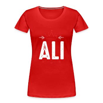 Ali - Frauen Premium Bio T-Shirt - Rot - Vorne - Mia (176cm)