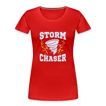 Chasseur de tempêtes Météorologue Météorologie - T-shirt bio Premium Femme - rouge - Devant - Mia (176cm)