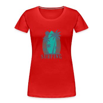 Surfing Wellenreiten Wassersport Wind - Frauen Premium Bio T-Shirt - Rot - Vorne - Mia (176cm)