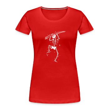 Skelett mit Surfbrett möchte surfen Wassersport - Frauen Premium Bio T-Shirt - Rot - Vorne - Mia (176cm)