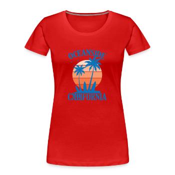 Oceanside California Wellenreiten surfen - Frauen Premium Bio T-Shirt - Rot - Vorne - Mia (176cm)