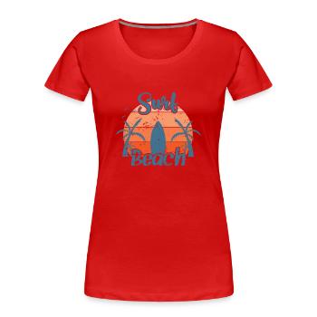 Surf Beach Wellenreiten Wassersport Wind - Frauen Premium Bio T-Shirt - Rot - Vorne - Mia (176cm)