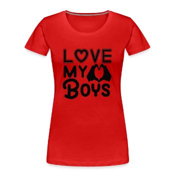 Mama Von Zwei Jungs Mutter Muttertag - Frauen Premium Bio T-Shirt - Rot - Vorne - Mia (176cm)