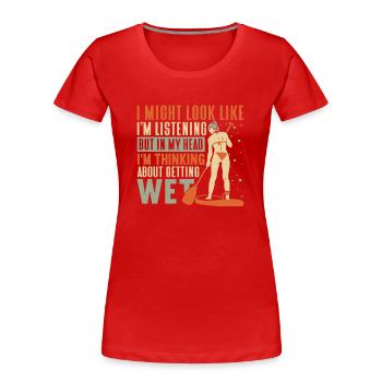SUP Paddle Board Paddleboard - T-shirt bio Premium Femme - rouge - Devant - Mia (176cm)