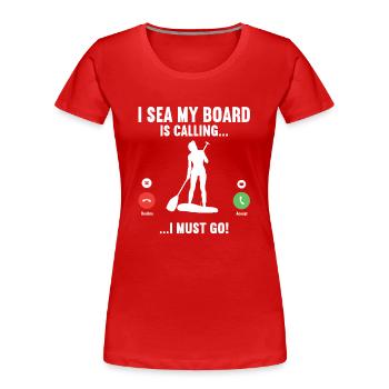 SUP Paddle Board Paddleboard - T-shirt bio Premium Femme - rouge - Devant - Mia (176cm)