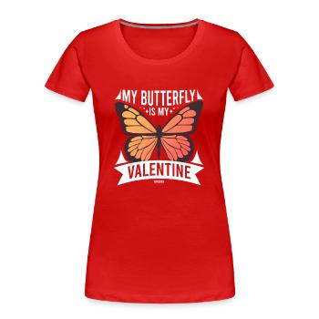 My Butterfly Is My Valentine - Frauen Premium Bio T-Shirt - Rot - Vorne - Mia (176cm)