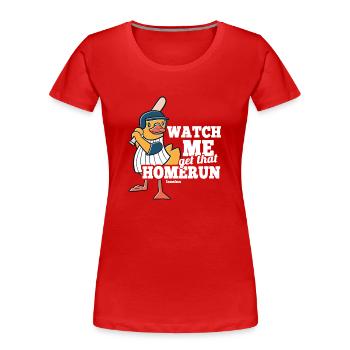 Duck Bird Baseball Gift - Women's Premium Organic T-Shirt - red - Front - Mia (176cm)