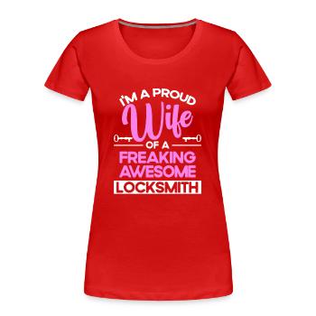 Serrurier crochetage serrurerie employé serrurier - T-shirt bio Premium Femme - rouge - Devant - Mia (176cm)