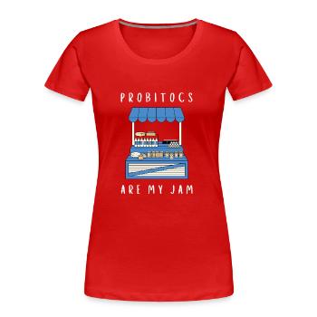Probiotiques Produits laitiers, Yogourt glacé - T-shirt bio Premium Femme - rouge - Devant - Mia (176cm)