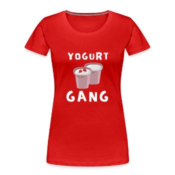 Probiotiques Produits laitiers, Yogourt glacé - T-shirt bio Premium Femme - rouge - Devant - Mia (176cm)