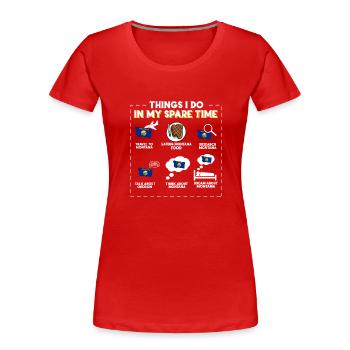 Dinge, die ich in meiner Freizeit tue Montana - Frauen Premium Bio T-Shirt - Rot - Vorne - Mia (176cm)