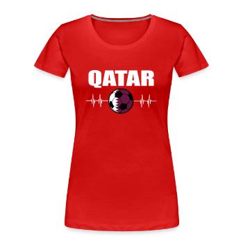 Katar Fußball - Frauen Premium Bio T-Shirt - Rot - Vorne - Mia (176cm)